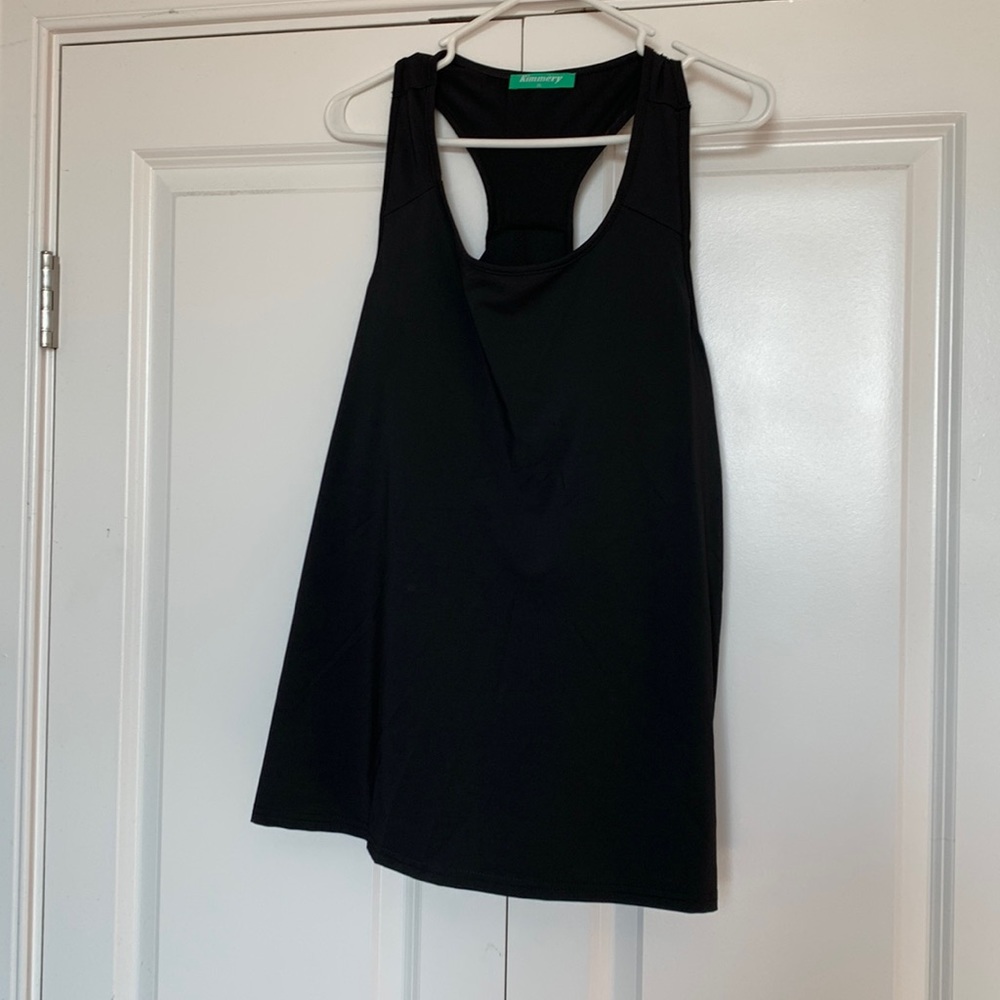Black Athletic Peekaboo Tank with Built-in Support
